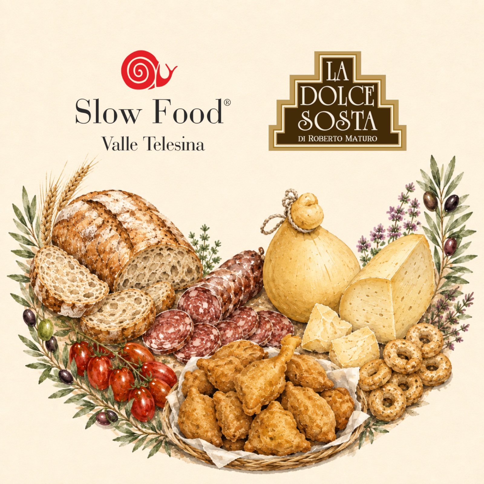 Grafica della degustazione La Dolce Sosta con Slow Food Valle Telesina